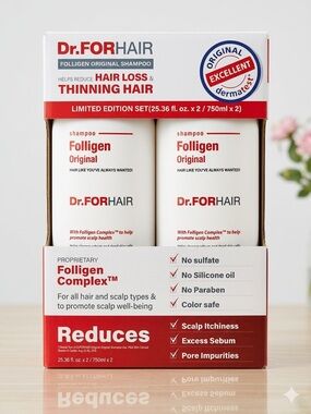 DR.FORHAIR Folligen Original Set - #1 Korean Anti-Hair Loss 2 XL 750ml Bottles